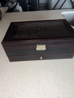 Men Jewlrey Box Black & red & glass