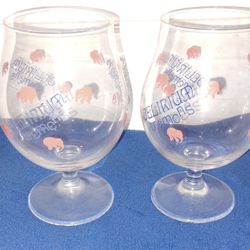 VINTAGE GLASS DELIRIUM BELGIAN ALES SIGNATURE ELEPHANT CHALICE GLASSES- SET OF 2