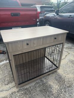 Furniture-Style Dog Crate with Drawer