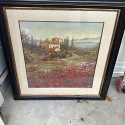 30W"x30H" PROVENCAL VILLAGE 5 by MICHAEL LONGO - FLORAL MEADOW POPPIES CANVAS