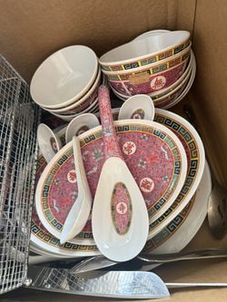 Set of Chinese Mun Shou Porcelain and Melamine
