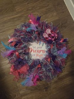 Girls Dream Pink And Purple Wreath 
