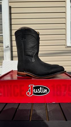 Justin Post - Men's Western Boot - Braswell Black Water Buffalo - New!