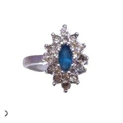 18k White Gold Plate Topaz & CZ Halo Ring Size 8 