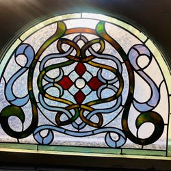 Antique Art-Nouveau Stained Glass Window 