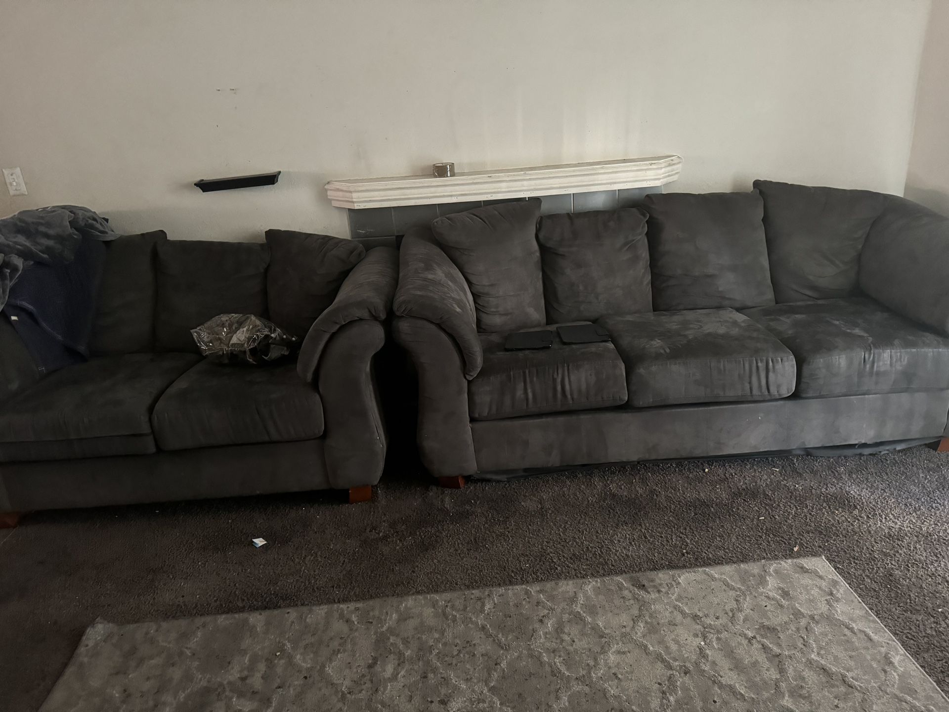 Dark Green Loveseat And Couch