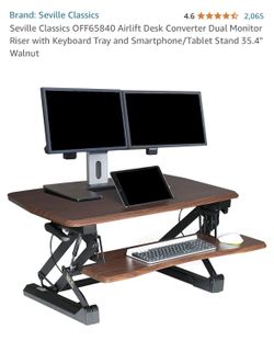 Standing desk converter for Dual Monitors (walnut) 35.4”