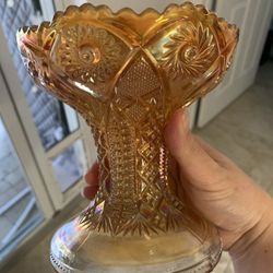 1950s Imperial Carnival Glass Marigold Open Compote Vintage Amber Glass Vase pick up Coral Springs 33071