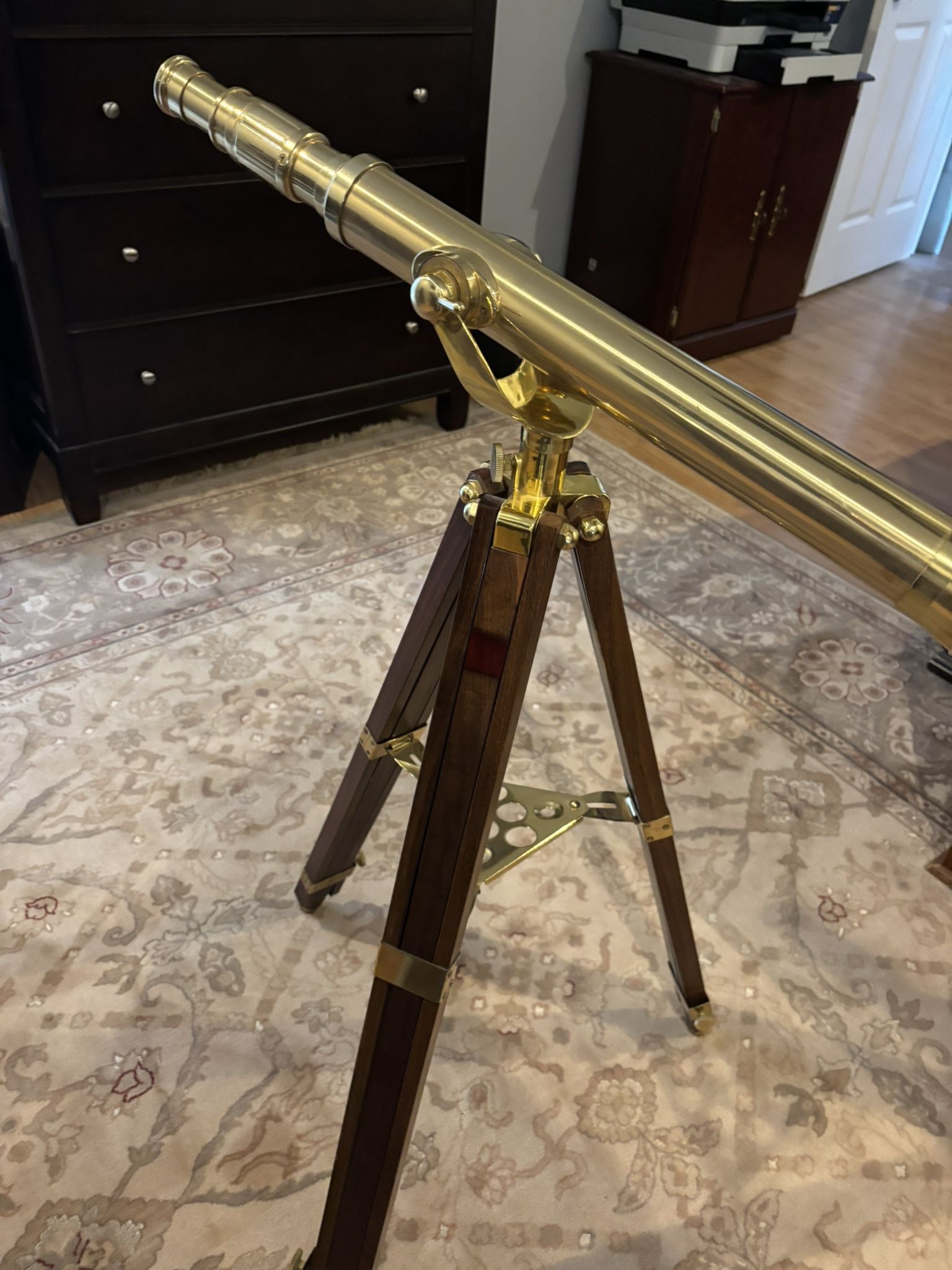 Brass Telescope With Height Adjustable Tripod Stand