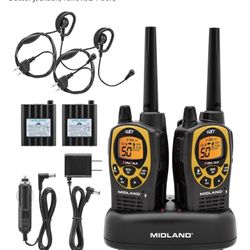 Midland GXT1030VP4 GMRS Two-Way Radio (50-Channel, Long Range, 142 Privacy Codes, SOS, NOAA, Rechargeable Nickel Battery, Black/Yellow, 2-Pack