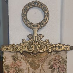 VINTAGE BRASS AND TAPESTRY BELL PULL