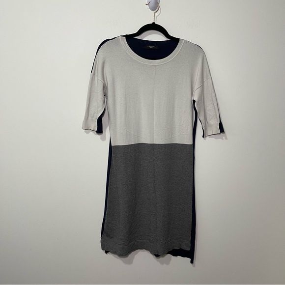 Weekend Max Mara women's Navy Grey colorblock short sleeve knit dress