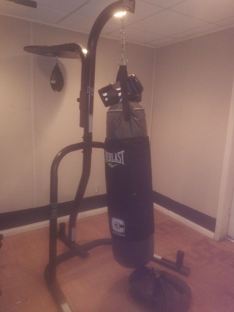 Punching bag speed bag with stand and gloves