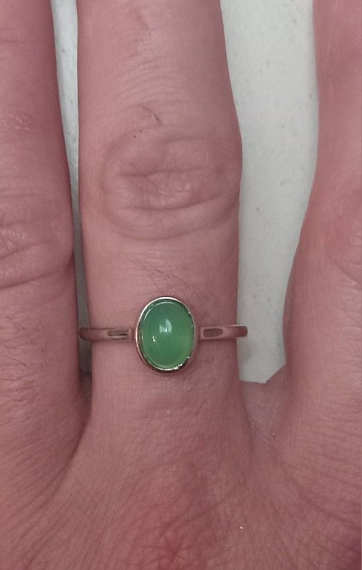Handmade Natural Chrysoprase Ring Sterling Silver