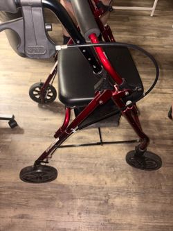 Red Rollator Walker with Seat