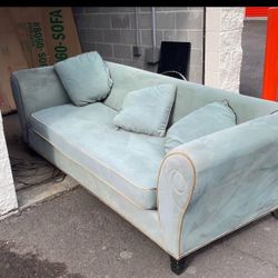 Smoky Teal Microfiber Sofa & Ottoman-Delivery Avail
