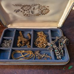 Jewelry Case With  Chains, Choker, Charm Bracelet