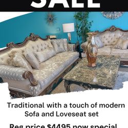 Huge Black Friday Deal Available Now! Traditional Sofa & Loveseat Set — classic elegance with a modern touch! ✨