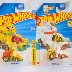 Feline Lucky White And Gold Versions Hot Wheels