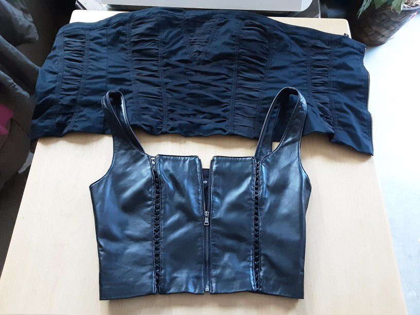 Bebe Tops Women's Sizes M The Leather Top Is New The Corset I just Used One Day 