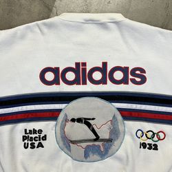 Vintage 1980 Adidas XIII Olympic Winter Games Lake Placid Embroidered Sweater XL