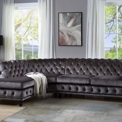Brand New Dark Grey Velvet Sectional