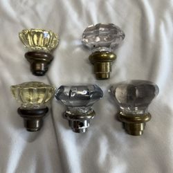 Vintage Victorian Glass And Brass Door Knobs