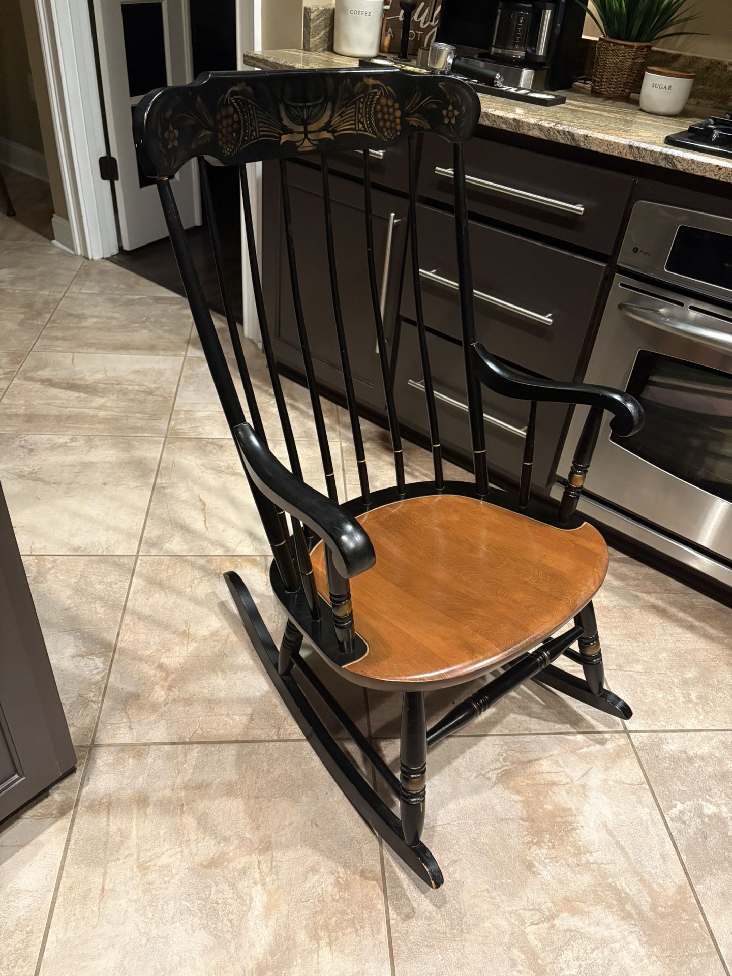 Hitchcock Antique Rocker chair solid Maple..harvest stenciled .