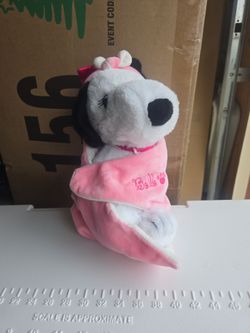Peanuts Snoopy's Sister Belle Puppy Dog in Pink Swaddle Pouch Blanket