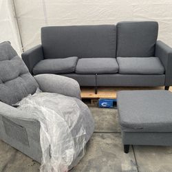 New 3 piece Sofa set with electric recliner out the box