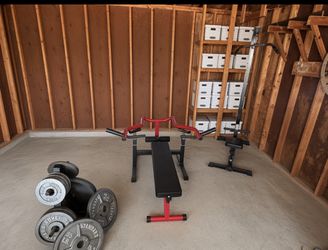 Home gym equipment chest press/ lat pull down weight plates
