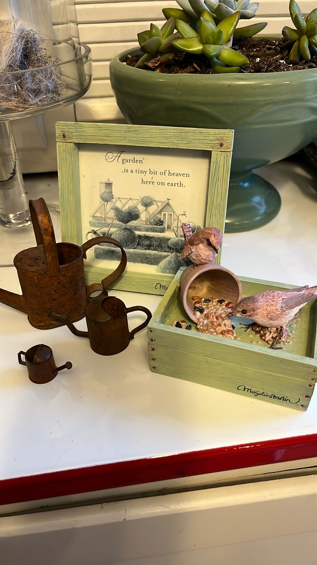 Marjolein Bastin Picture, Trinket Box & Rustic Mini Watering Cans