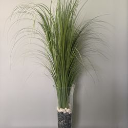Tall Glass Vase With Decor 