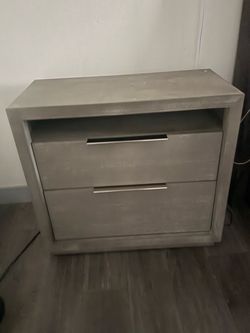 Nightstands - 2  Matching Pair: Modus Furniture "Oxford" Solid Wood Nightstands - Mineral Gray