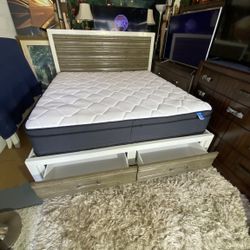 King Bed frame And Mattress 