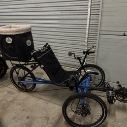 Recumbent Bike  Trike , Rambler Blue , Three  Wheeler