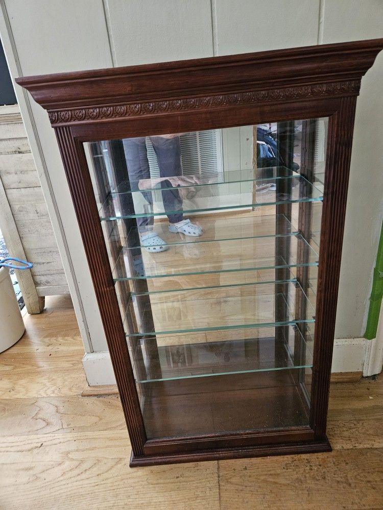Small Glass & Wood Cabinet, Good Condition.
