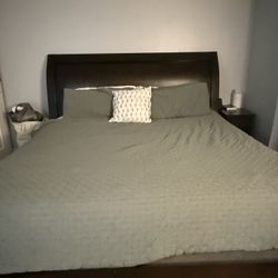 Wood King Size Sleigh Bed Frame With Box Springs