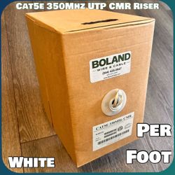 NEW CAT5E PER FOOT Riser UTP 350MHz CMR 24/4P Unshielded 24 4 pair Solid WHITE
