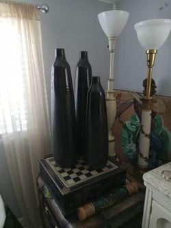 Dark  Decorative  Vases. 27"tall  And.  22"tall 