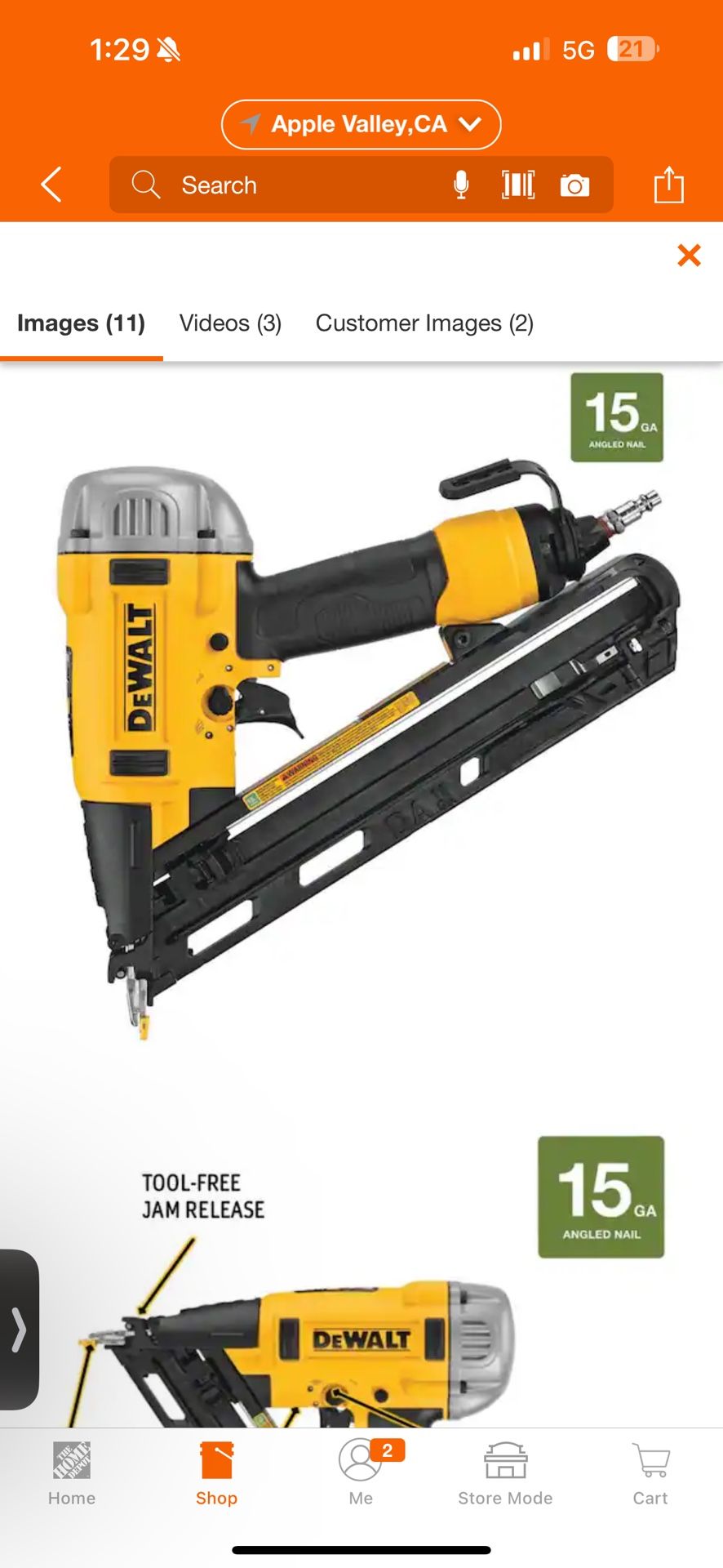 DEWALT Pneumatic 15-Gauge DA Nailer