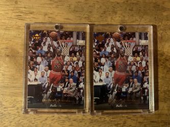 Michael Jordan Chicago Bulls 2 Cards Lot 1995 Upper Deck #23 Regular Card + RARE Electric Court!. Both Cards On Screw Down Cases.