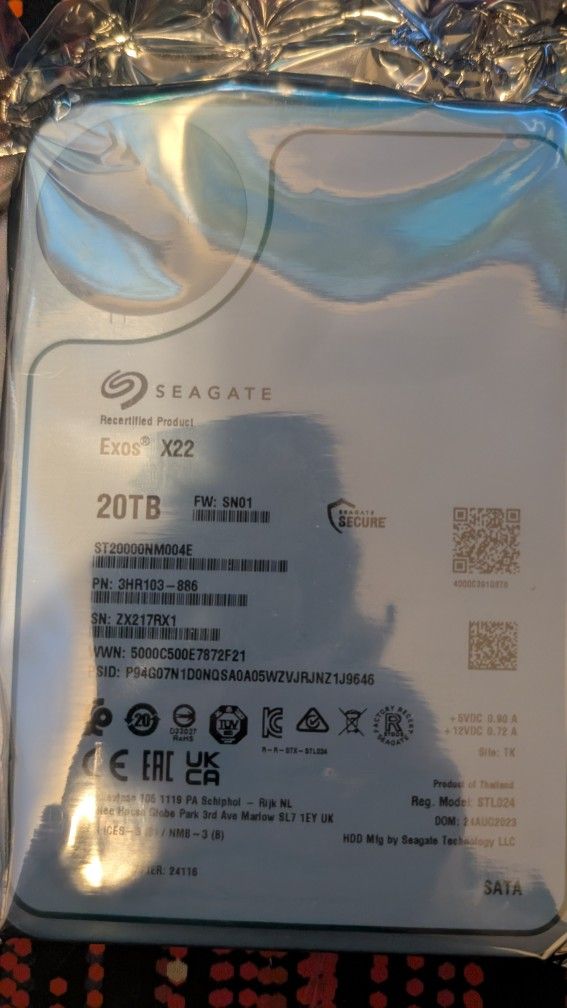 20tb Seagate Exos HDD 
