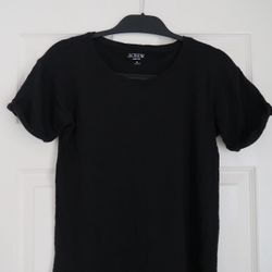J Crew Women’s 100% Linen Black Short Sleeve T-Shirt, Size S Small
