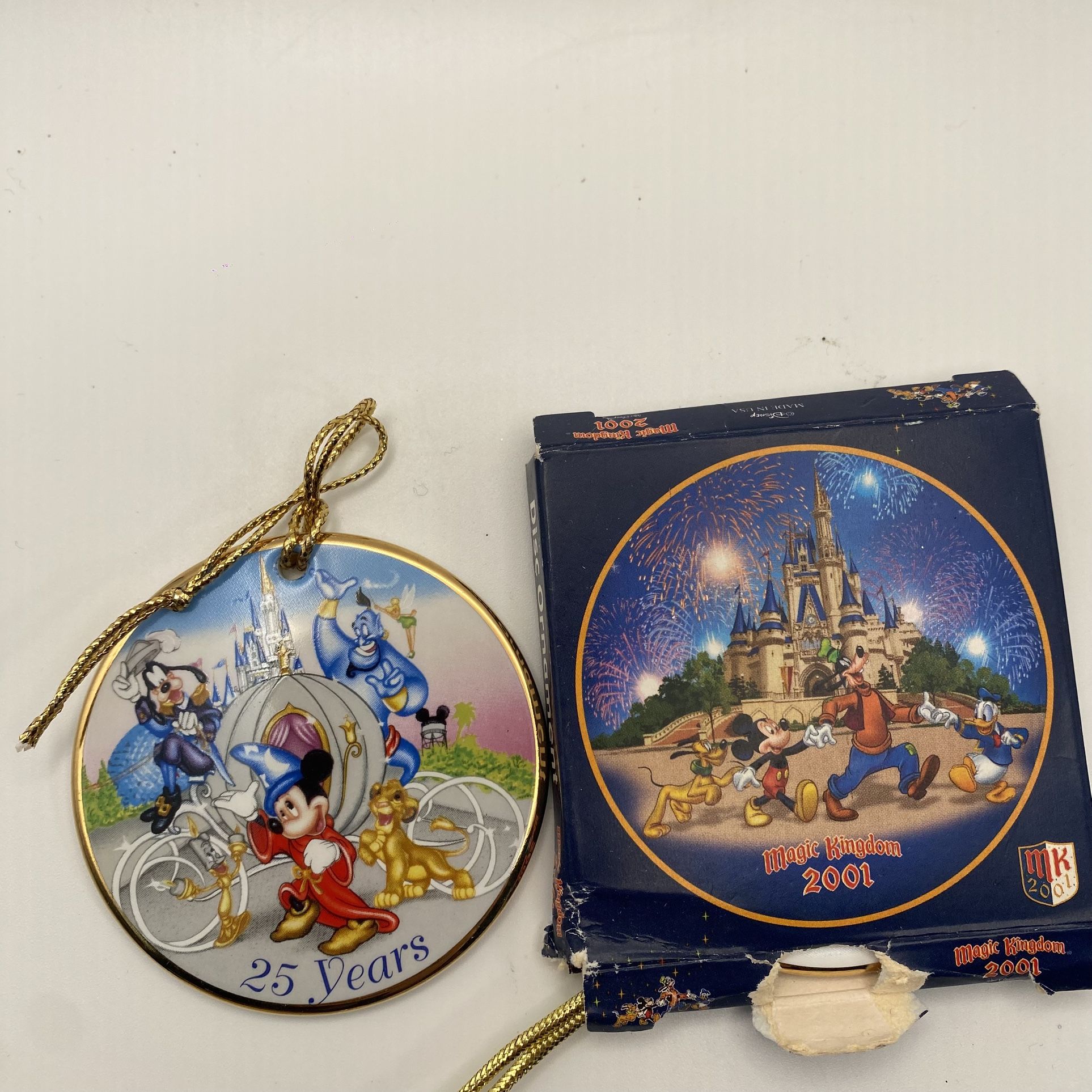 Lot Of 2 Disney Disc Ornaments, Porcelain