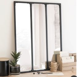 Distressed Black Metal Mirror 