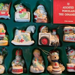 Porcelain Christmas Tree Ornaments 12 In Package