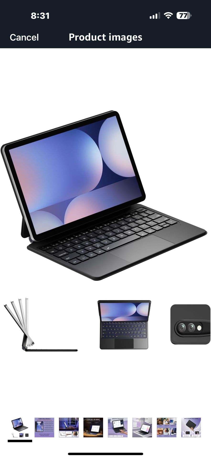 Keyboard Case for Samsung Galaxy Tab S10+/S9+ /S9FE+/ S8+/ S7+/S7 FE 12.4inch, Case with Keyboard Magnetic Floating Cantilever Stand, Multi-Touch Trac