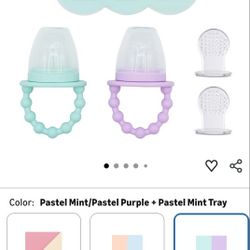 Pastel Mint And Purple We Sprout Silicone Feeder And Freezer Tray For Food Prep