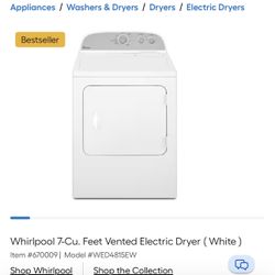 Whirlpool Dryer Brand New 